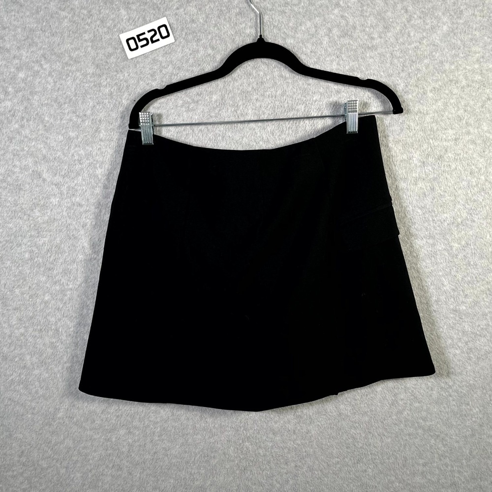 A New Day Tailored Fashion Mini Skirt Women 8 Black Stretch Button Front Classic